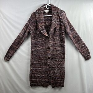 Knox Rose Cardigan Sweater Womens Medium Longline Chunky Shawl Collar Boho